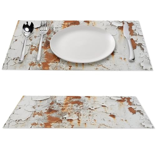 Set de table PVC blanc rouille 45x30 cm lot de 6 lavables - 2