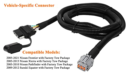 Oyviny 4 Way Flat Trailer Wiring Harness For Nissan Frontier 2005-2022/Nissan Xterra 2005-2015/Nissan Pathfinder 2005-2010/Suzuki Equator 2009-2012, Factory Tow Package Required #TOP1