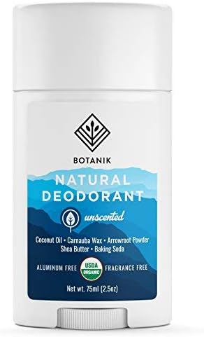 Botanik Natural Organic Deodorant for Sensitive Skin - Aluminum Free Deodorant for Men or Women - Vegan - Unscented - 2.5 oz Stick