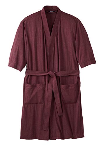 Kingsize Men's Big & Tall Cotton Jersey Robe - Big - 3Xl/4X, Heather Deep Burgundy Red #TOP12