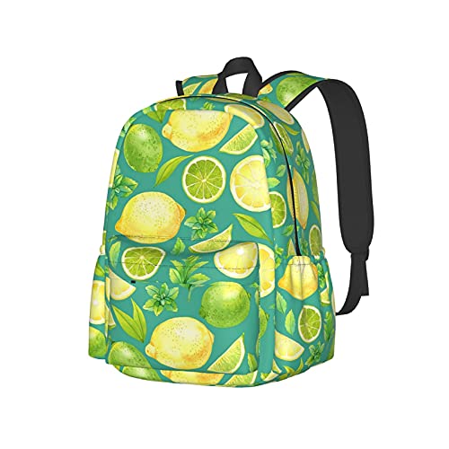 Sac à dos décontracté aquarelle citron menthe grand format 17 pouces