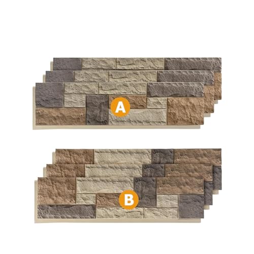 ROOMTEC 6-Packs Faux Stone Wall Covering Panels - PU Stone Veneer for Interior and Exterior Decor, 48.03" x 12.99"