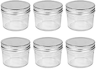 Danmu Art 6pcs 100ml Small Glass Jars with Aluminum Screw Top Wide Mouth Small Glass Jars for Chutney,Yogurt Pudding,Spices,Wedding favours (Silver)