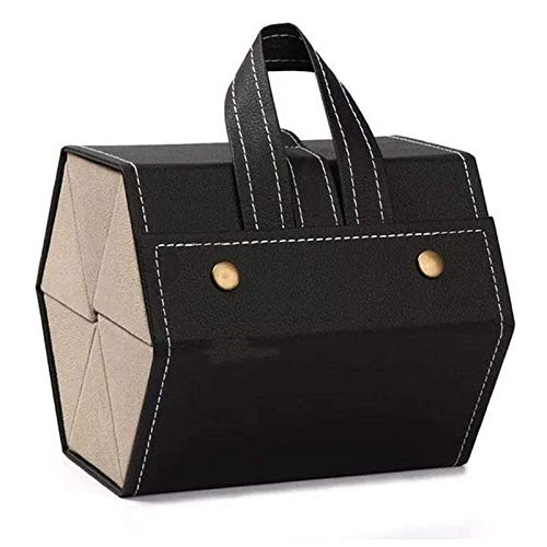 GRGM Leather Multiple Glasses Storage Case 2-6 Slots Sunglasses Organizer Bag Dust-Proof, Dirt Resistant, Avoid Extrusion and Deformation Six Pairs Black Cover
