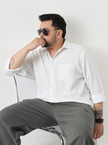 Image of Urbano Plus Men's Linen Blend Full Sleeve Relaxed Fit Casual Solid Shirt