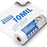 Spirecover White Crawl Space Vapor Barrier - 10 Mil Vapor Barrier, 10' x 50', Heavy Duty Polyethylene Film, Thick Plastic Sheeting, Plastic Drop Cloth Covering for Crawlspace, Baement
