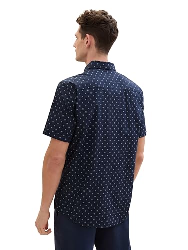 TOM TAILOR Herren Regular Fit Hemd mit Punkten, 34712 - Navy Stripe Design, XXXL – Ansicht 3