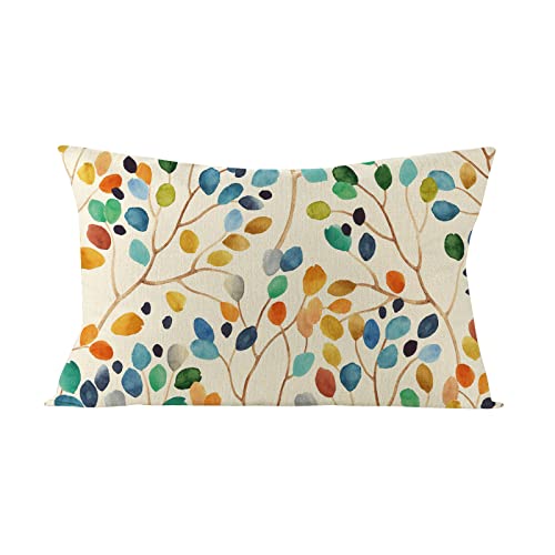 Kissenbezug Frühling 30 x 50 cm, Rechteck Frühling Blumen Dekorativ Kissenhülle, Schön Einseitig aus Leinen Kissenbezug, Frühling Blumen Dekokissen für Sofa Schlafzimmer Wohnzimmer (E, 30x50cm)