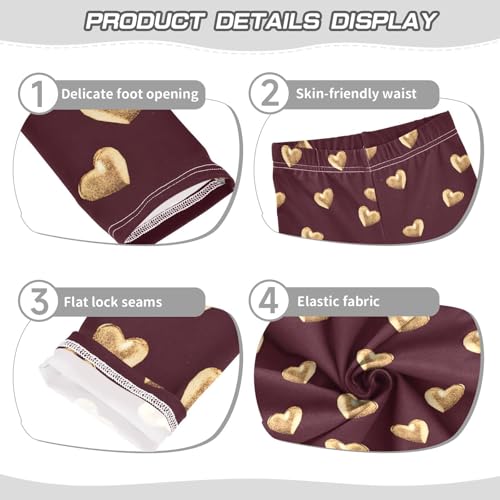 Valentines Golden Hearts Girls Leggings Ultra Soft Compression Yoga Gym Pants for Kids 4-10T3