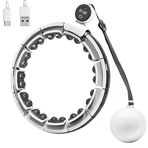 Smart Hula Hoop, 16 Segmente Einstellbare Hoola Hoop Reifen with Massage Nubs für Gewichtsverlust und Fitness, Fitness Hoop mit Schwerkraftball, 360°Surround Cover