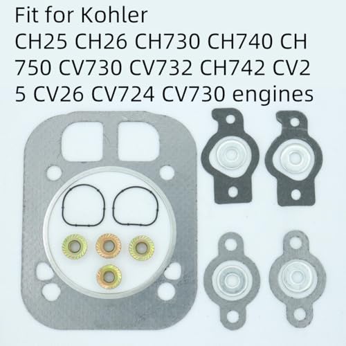 Image of 2Pcs 24-841-04S Cylinder Head Gasket Kit Compatible with Kohler CH25 CH730 CH740 CV25 CH26 CH750 CV730 CV732 CH742 CV26 CV724 CV730 Engine, Replaces 24 841 03-S, 24 041 37-S, 24 041 16, 24 041 32