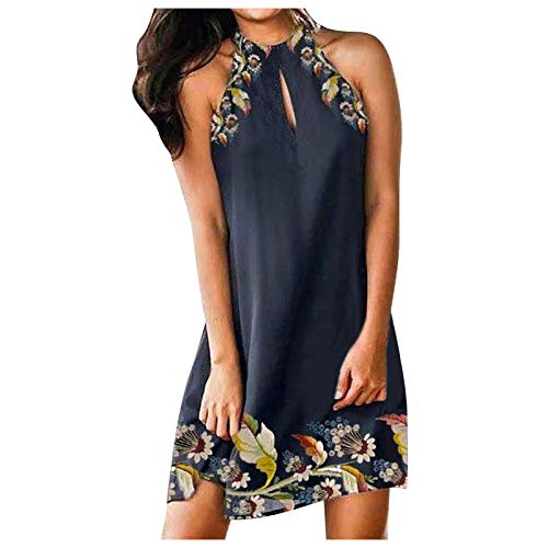 Vestidos de verano sin mangas para mujer, vestido de verano floral, vestidos holgados para mujer, vestido de tirantes, vestidos de hombro descubierto, talla 20, bonito vestido de playa, Multicolor, XL