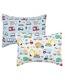 ALVABABY Toddler Pillowcases 2 Pack Organic Cotton Kids Pillow Cover Fit 13'x 18' or 12'x20' Envelope for Girl Boy Sleepy Travel