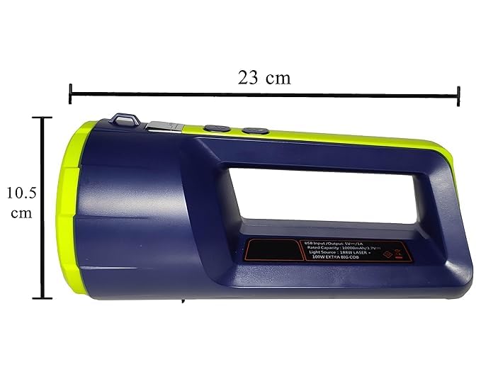 Image of 120W Laser Led Torch Light Rechargeable 2km High Power Long Distance 2000 Meter with Strong Abs Body Stylish Look 5 in1 Modes High, Low, Blinker, Side Light, Micro USB Charging Port