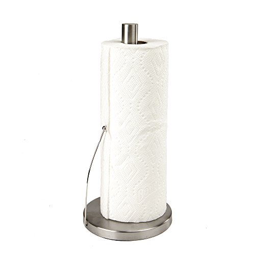Mind Reader Standing Paper Towel Holder, Counter Top Easy Tear Kitchen Paper Towel Dispenser With Weighted Base, Silver #TOP23