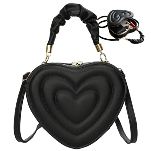 Sac à main en cœur pour femme en cuir PU avec bandoulière réglable