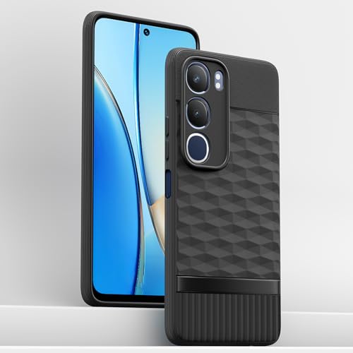 Image of Pikkme Back Cover for Vivo Y19s / Vivo Y29 5G Camera Protection 3D Hexa Cube Design Silicone Protective Bumper Case (Black)