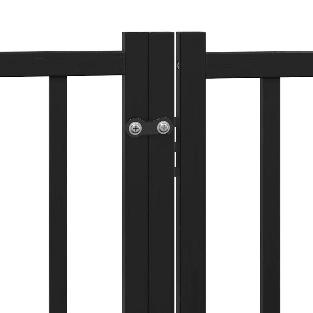 Puerta para perros de madera maciza de abeto negro, 320 cm, plegable y independiente, con puerta, patas de apoyo y cerradura para salón, cocina, escaleras como caseta para perros y recinto