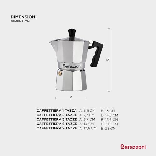 Barazzoni The Coloured Kaffeebereiter 6 Tassen, Aluminium, Grau, 10 x 16,9 x 19,6 cm – Ansicht 8