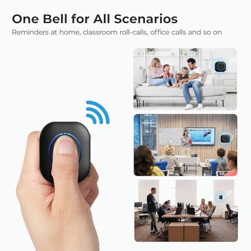 Image of Wireless Door Bell Kits for Home and Office, Small Calling Bell for Office, Upto 1000 Feet Range with 36 Melodies Chimes, LED Flash, 3 Level Volume Doorbell Alarm (Transmitter & Receiver)