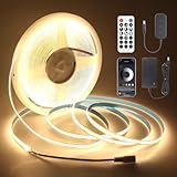 Aclorol 50FT LED Strip Lights COB 3000K Warm White Dimmable 24V LED Light Strip Kit High Density Bright Tape Lights with Power Supply for Cabinet Display Home DIY Lighting Projects CRI85+ 320LEDs/M
