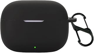 حافظة حماية سيليكون بسلسلة مفاتيح بحلقة مضادة للضياع لسماعات ريلمي بودز T310 من كيو دبليو واي جيه (لون أسود)