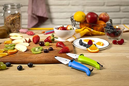 KUHN RIKON Kinderkitchen Messer Hund mit Zähnen blau, Kindermesser ab 3 Jahren, Stainless Steel