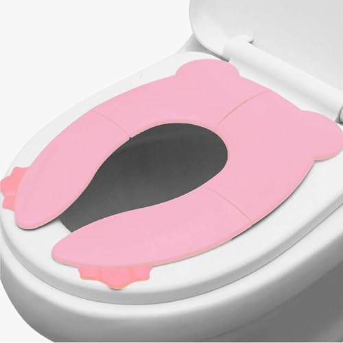 Image of Kids Station Foldable & Portable Baby Potty Training Seats-Suitable for potty training of Boys-Potty Training Seat for 1+ Year child-Travel Friendly, Easy to Carry (Pink, Foldable Potty Seat)