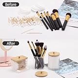 3Pcs Cotton Pad Holder,Cotton Wool Bud/Swab/Ball Holder,with Bamboo Lid,Bathroom Qtip Dispenser Jars Canisters Holders for Vanity Cotton Ball Qtips Makeup Storage Organiser Cosmetic Storage Box - Image 3