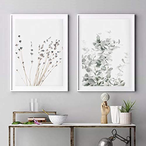 Affiche Toile Plante Salon, tableau eucalyptus lavande sans cadre