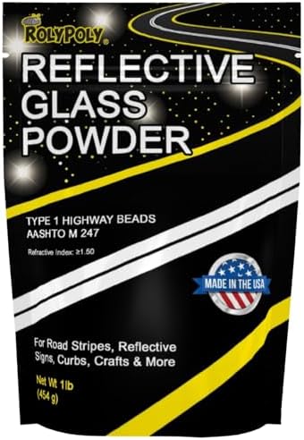 Reflective Glass Powder for Road Marking, Curb Paint, Traffic Paint, Pavement Striping, Parking Lots, Crosswalks, Driveways, Airports, Traffic Signs, Painting, Arts & Crafts (1 LB Bag)