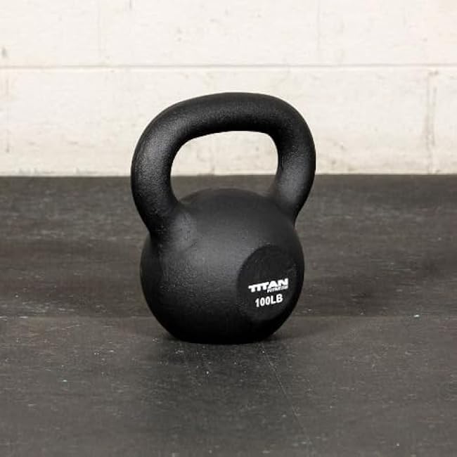 Titan Fitness 100 LB Cast Iron Kettlebell, Single Piece Casting, LB Markings, Full Body Workout