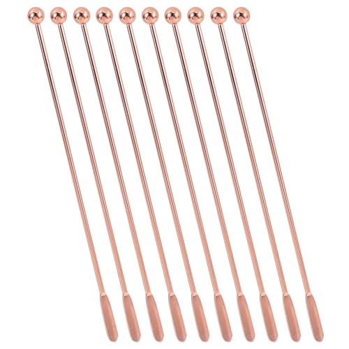 HEALEEP Cucharas Agitadoras de Cóctel en Espiral de Acero Inoxidable 10 Unidades 19 Cm Color Rosa Dorado para Café, Té Leche y Barra de Bar Multifunción Reutilizable