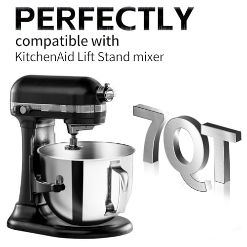 Stainless Steel 7QT Mixer bowl Fit for KitchenAid Bowl-Lift Stand Mixer,7 Quart Mixing Bowl with Handle - Thumbnail 4
