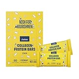 JUSTNOSH ​L​emon Collagen Protein Bars – 13g Protein, 10g Collagen | Gluten & Dairy Free, Low FODMAP, Seed Oil Free (12 Pack)