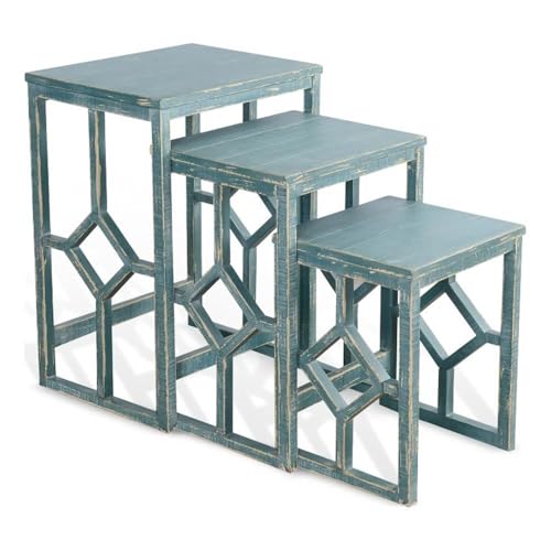 Sunny Designs Marina Sea Grass Solid Wood and Veneers Nesting Table