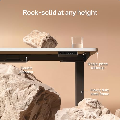 Image of Desktronic HomePro Standing Desk 80x30 - Made in Europe, Ergonomic Sit Stand Home Office Desk, Electric Height Adjustable, Dual Motor, USB & USB-C Charging, Wobble-Free, Touchscreen, 3 Memory Presets
