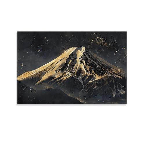 和風金の富士金運ゴールド山富士山ふじさん運気開運ポスター (43) ホーム装飾 パネル 壁アート 現代壁掛け 絵画 版画 芸術作品 インテリア08x12inch(20x30cm)