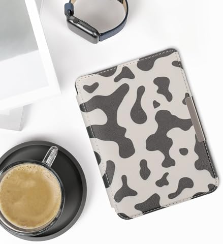 kwmobile Case Compatible with Kobo Clara 2E / Tolino Shine 4 Case - eReader Cover - Cow Print Black/White - 1