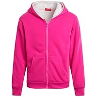 Coney Island Girls Hoodie - Cozy Soft Fleece Sherpa Lined Zip Up Hoodie Sweatshirt for Girls (Sizes Run Small: 4-16), Size 10-12, Fuchsia/Ecru