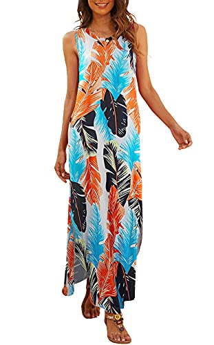 Image of Hount Women's Casual Summer Sleeveless Dress Loose Split Maxi Dresses with Pockets