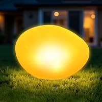 MEDOYOH 1PCS Warmweiß Licht Solar Glasstein Lampe, Solar Wegeleuchte Teichbeleuchtung mit 4 LEDs, IP44 Wasserdicht Auto On/Off Gartenornamente für Rasen Boden und Außenbereich