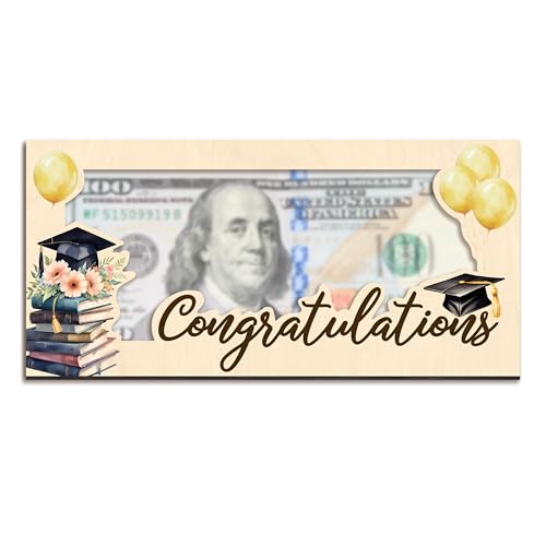 Wooden Graduation Money Holder, Happy Graduation Gifts For Friends Graduates Boys Girls, Floral Cash Holder Envelope Congratulations Gifts -01
