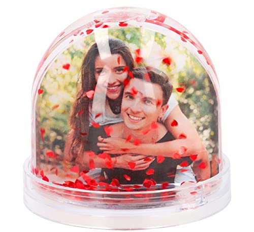 Bola de Nieve Personalizada con tu Foto, Marco de Foto, Regalo Original (Bola con Purpurina de Corazones) Cover