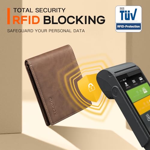 RUNBOX Wallet for Men Slim Leather Bifold RFID Blocking Minimalist Front Pocket Design with Gift Box3