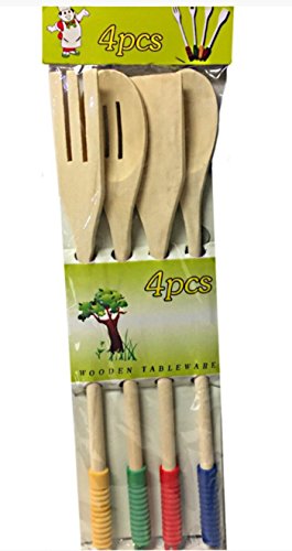 4 COUVERTS EN BOIS SPATULE USTENSILE CUISINE 30 CM Cover