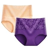 2 PC Cotton High Waisted Soft Womens Underwear Breathable Panties Fashion Comfy Briefs Solid Color Underwear Purple