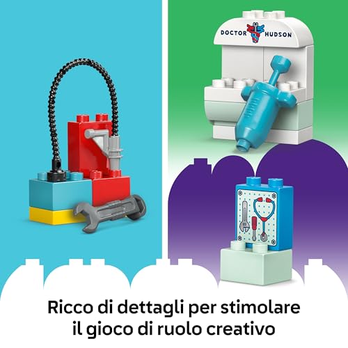 DUPLO ¦ Disney e Pixar La Visita di McQueen all’Officina di Doc - Include una Macchina Giocattolo, Attrezzi e Accessori per il Lavaggio Auto - Regalo per Bambini e Bambine da 2 Anni in su - 10456 - Lego - Immagine 4