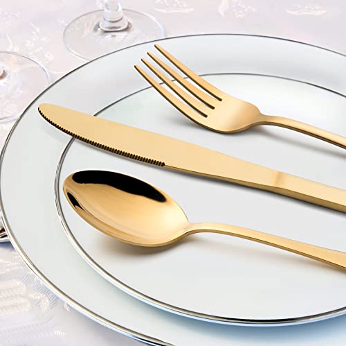 Gold Silverware Set, Lianyu 20 Piece Stainless Steel Flatware Cutlery Set For 4, Gold Mirror Finish, Ideal For Home Wedding Festival Party, Dishwasher Safe #TOP1