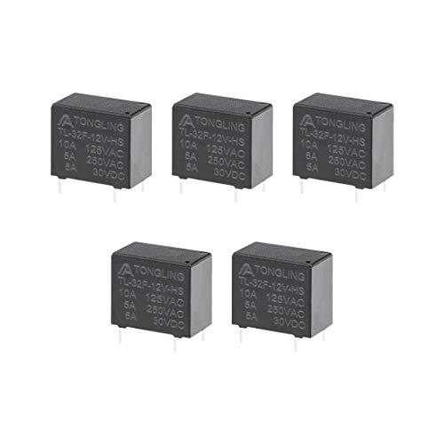 uxcell 5 Pcs TL-32F-12V-HS DC 12V Coil SPST 4 Pin PCB Electromagnetic Power Relay